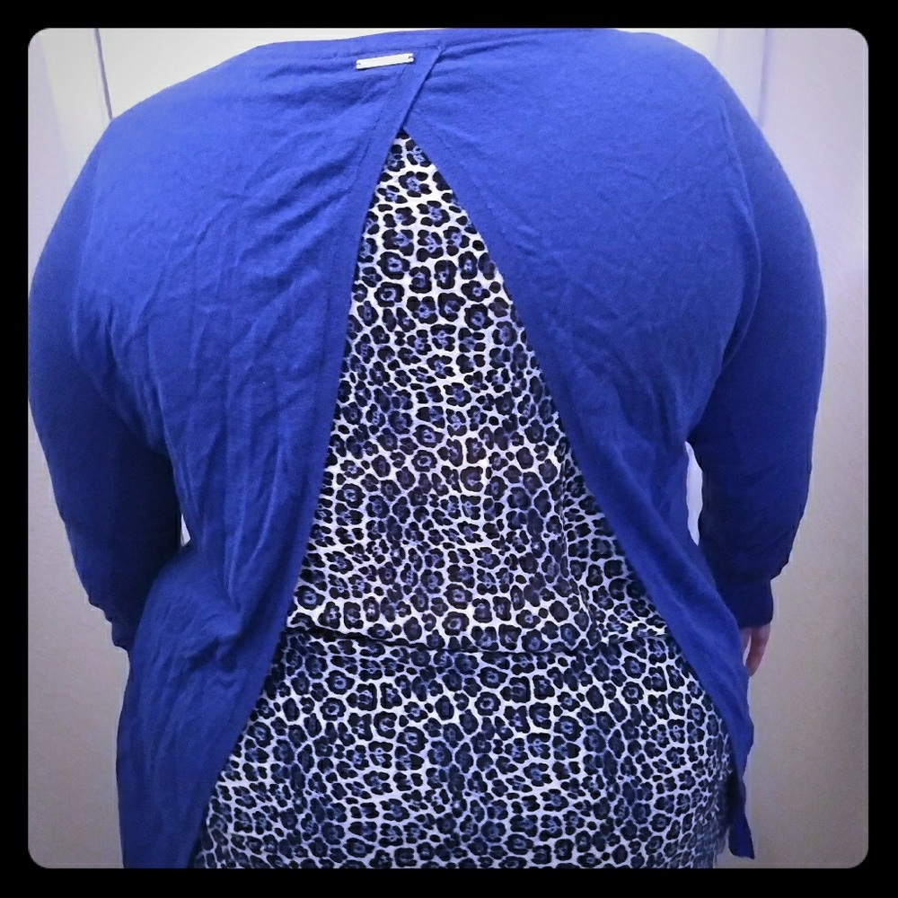 Michael Kors blue animal print sweater